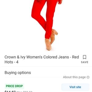 Crown & Ivy lady red corduroy type Jean